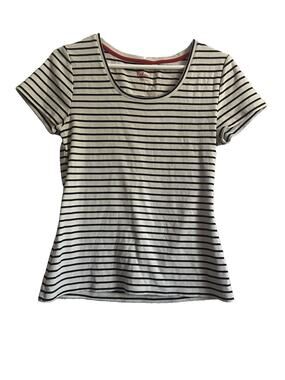 Boden Absolutely Essential Striped Tee Shirt Women’s M White Navy Cotton Stretch